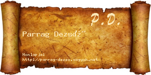 Parrag Dezső névjegykártya